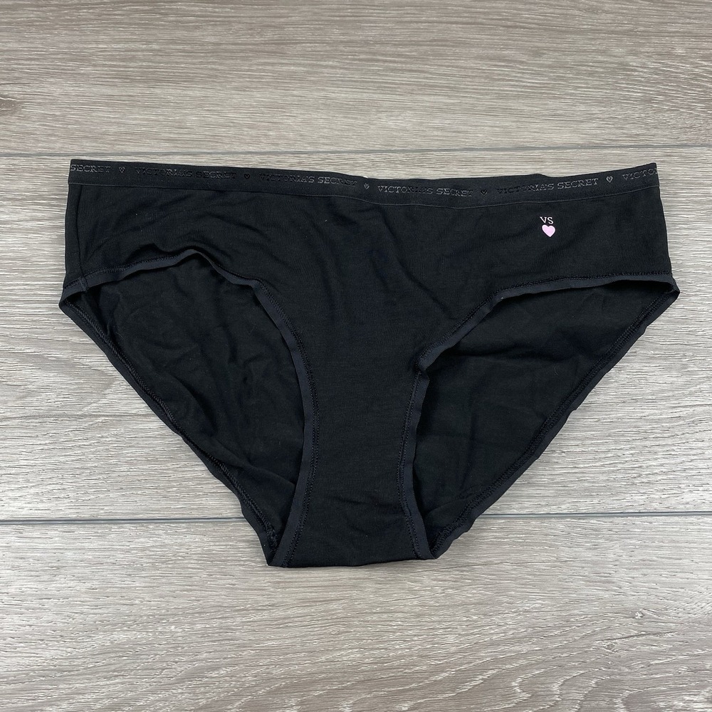 Victoria's Secret Women's Cotton Blend Hip Hugger Underwear Black Pink Large New